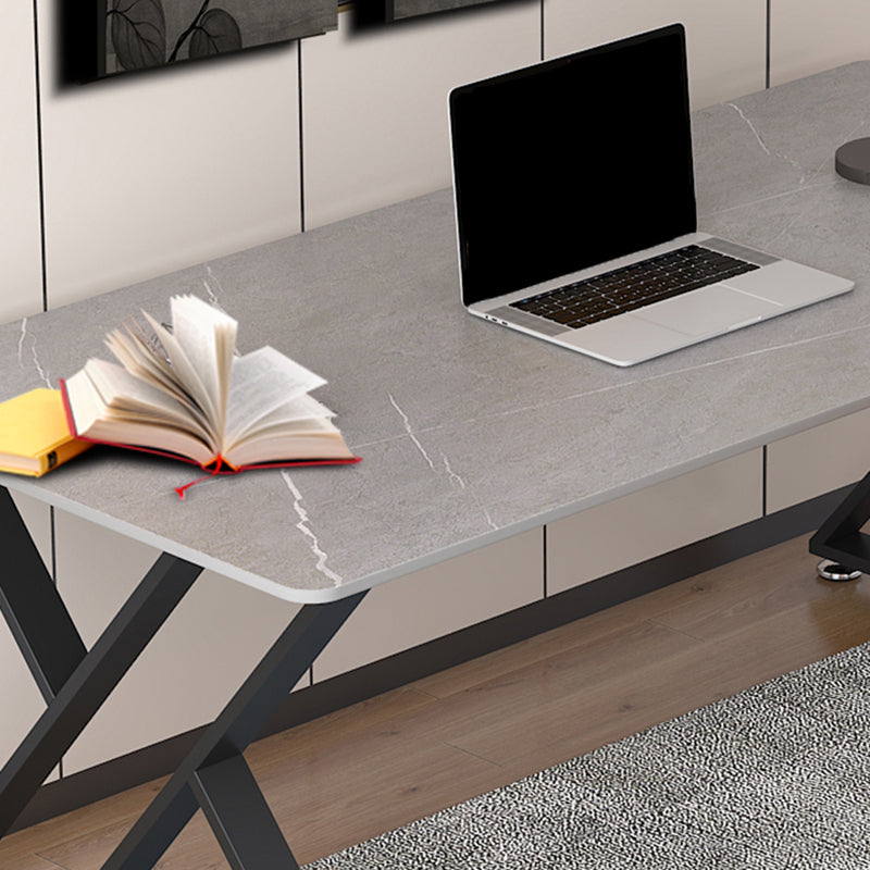 Modern Style Writing Desk Rectangular Shaped Task Desk in Grey for Office