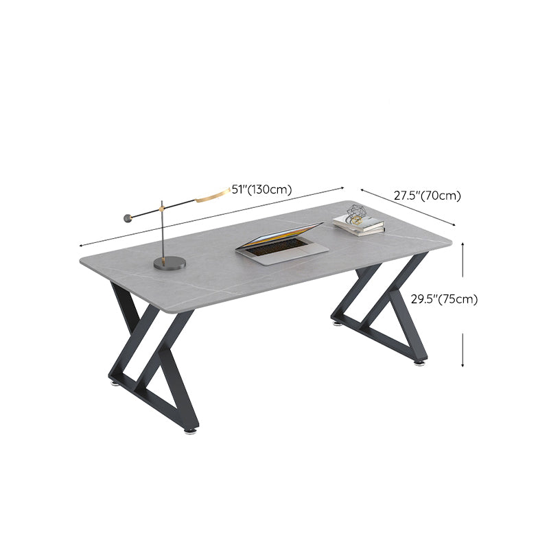 Modern Style Writing Desk Rectangular Shaped Task Desk in Grey for Office