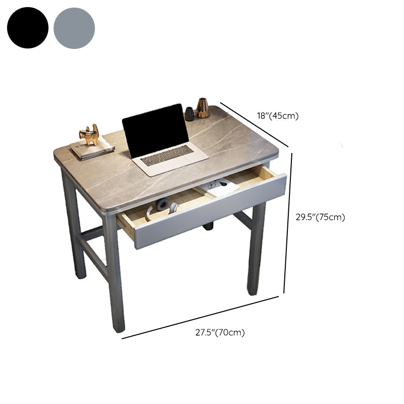 1 Drawer Writing Desk Rectangular Shaped Task Desk in Grey/Black for Home