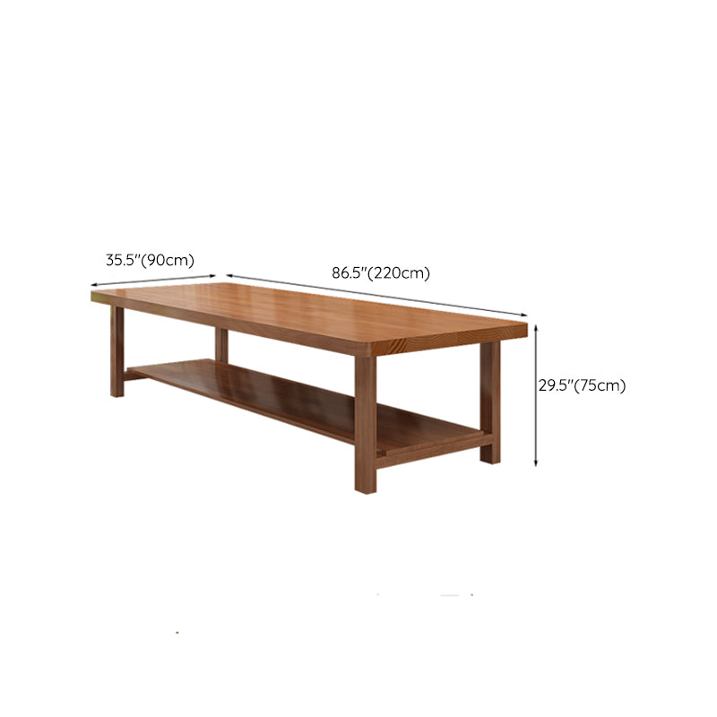 Solid Wood Rectangle Writing Desk Modern 29.53-inch Tall Office Desk with 1 Shelf