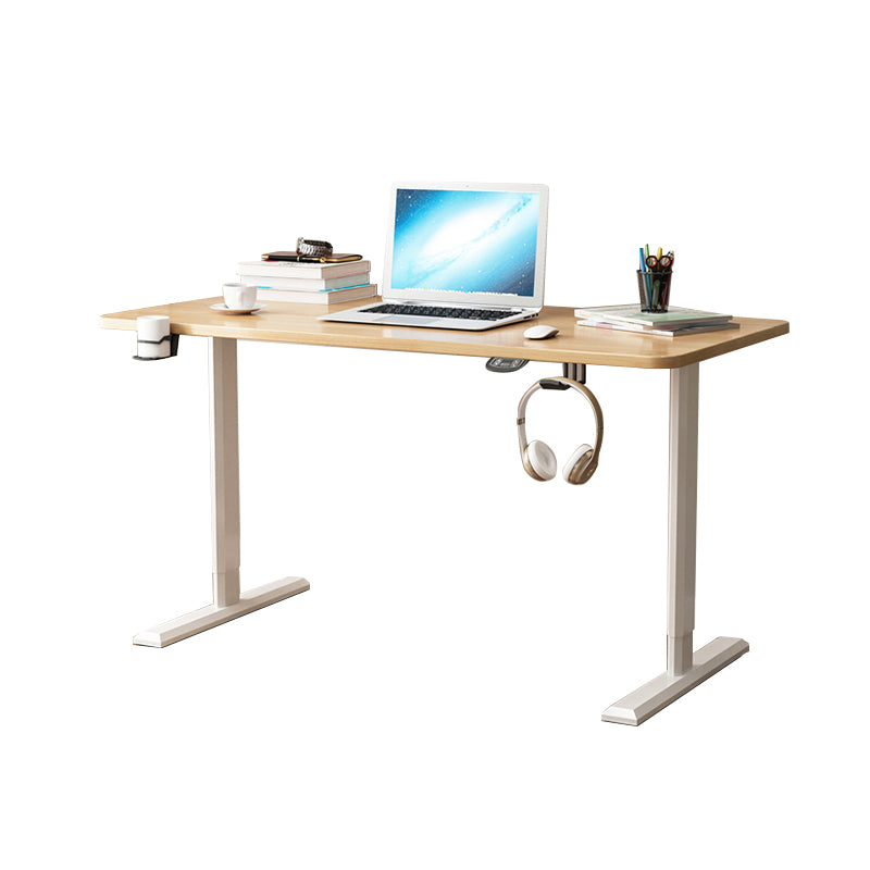 Modern Solid Wood Computer Desk Rectangular Shape Task Desk with 2-Legs for Home