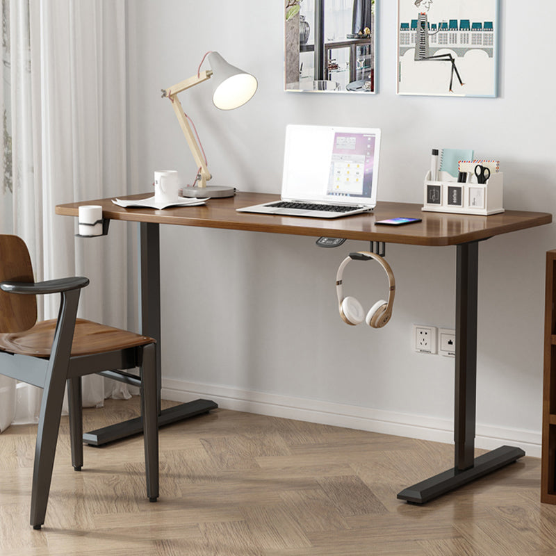 Modern Solid Wood Computer Desk Rectangular Shape Task Desk with 2-Legs for Home