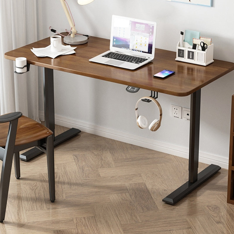 Modern Solid Wood Computer Desk Rectangular Shape Task Desk with 2-Legs for Home