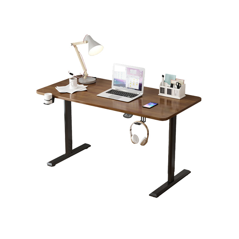 Modern Solid Wood Computer Desk Rectangular Shape Task Desk with 2-Legs for Home