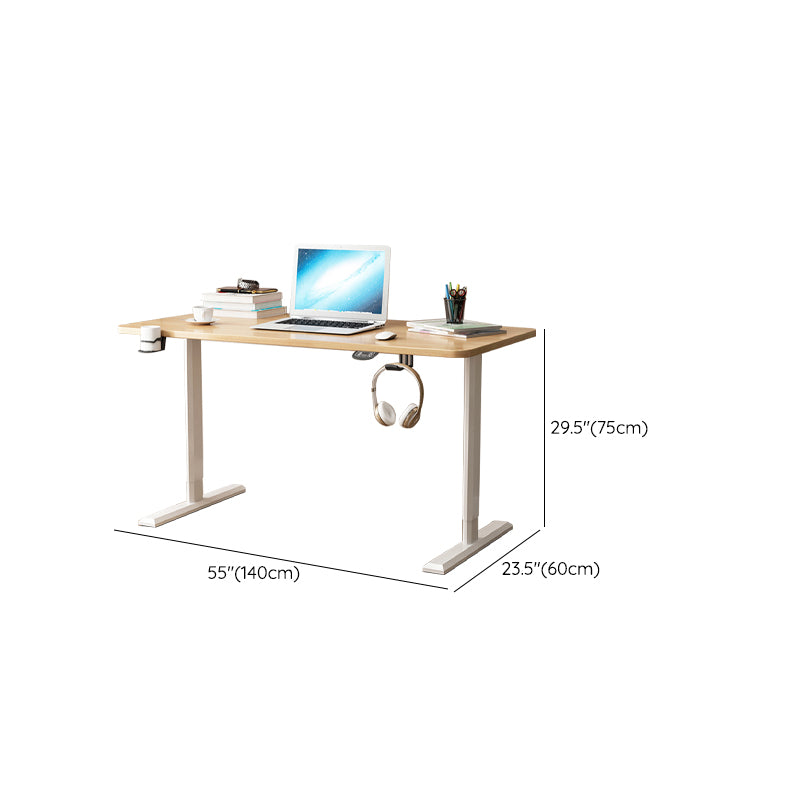 Modern Solid Wood Computer Desk Rectangular Shape Task Desk with 2-Legs for Home