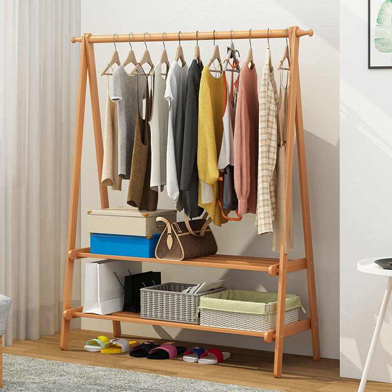 Modern Solid Wood Coat Hangers Free Standing Coat Rack with Storage Shelving