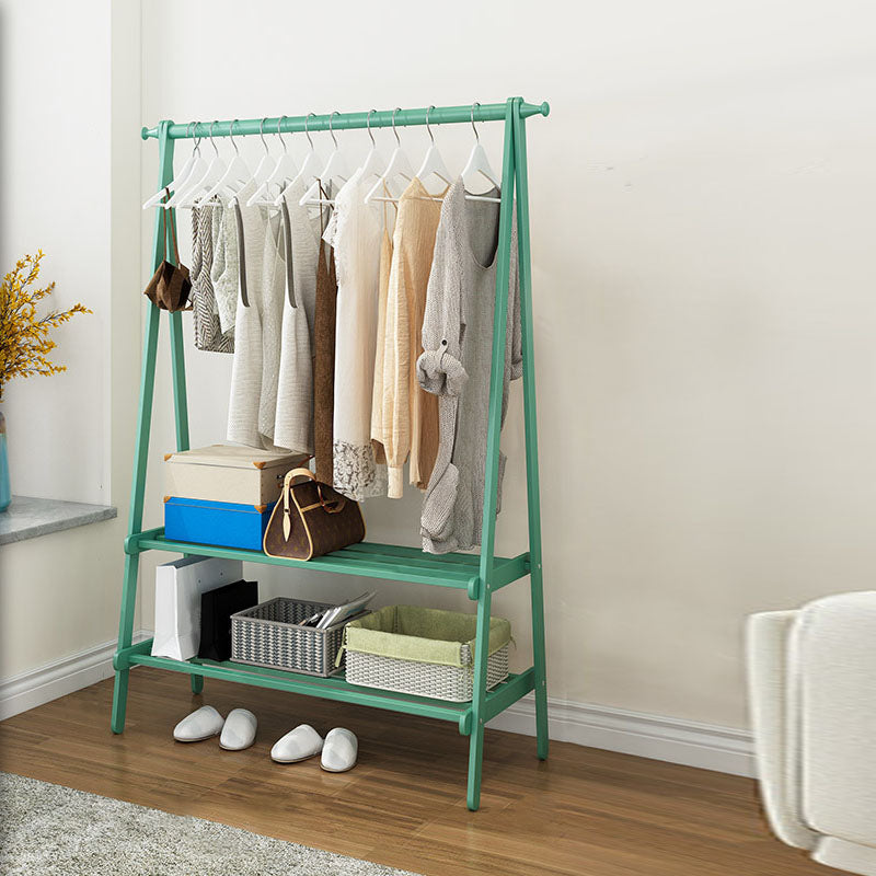 Modern Solid Wood Coat Hangers Free Standing Coat Rack with Storage Shelving