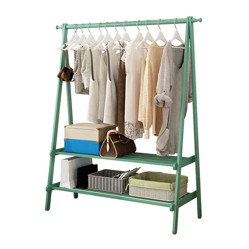 Modern Solid Wood Coat Hangers Free Standing Coat Rack with Storage Shelving