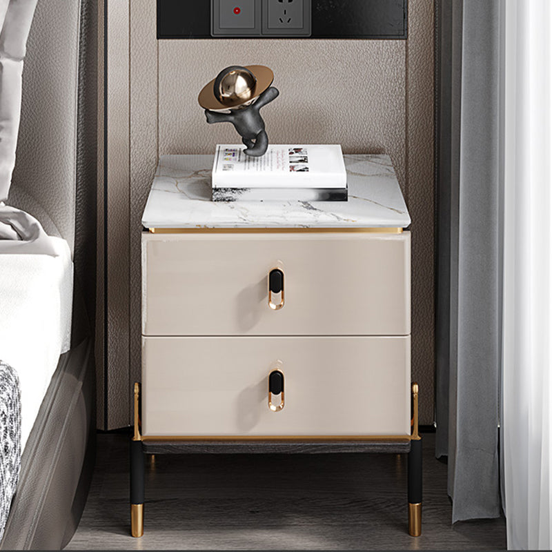 Contemporary Accent Table Nightstand Stone Night Table for Bedroom