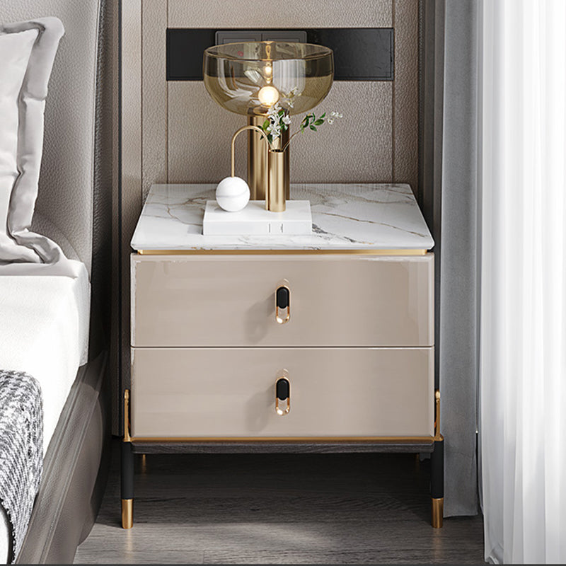 Contemporary Accent Table Nightstand Stone Night Table for Bedroom