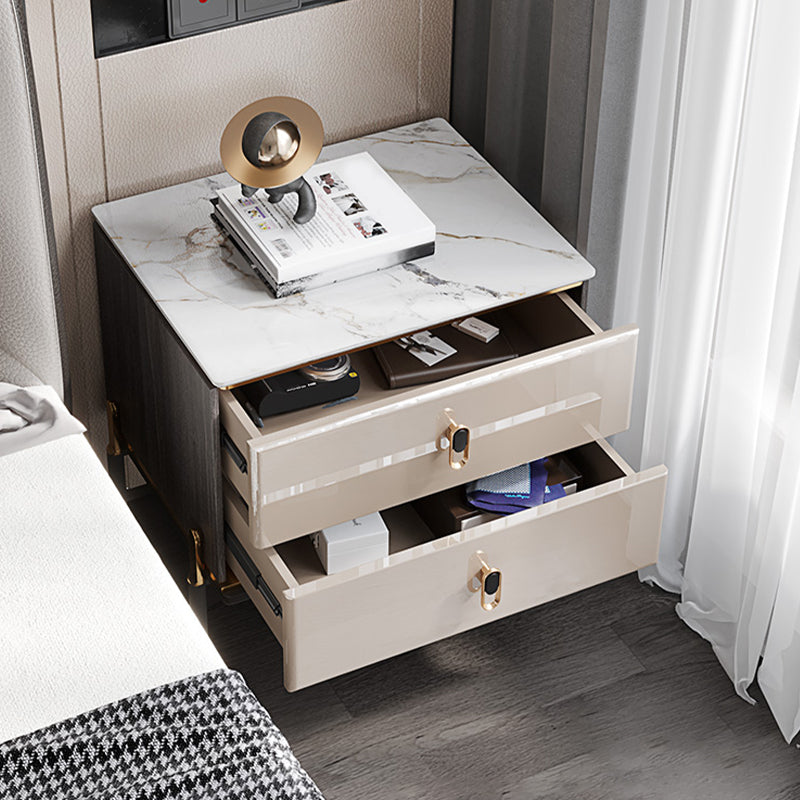 Contemporary Accent Table Nightstand Stone Night Table for Bedroom