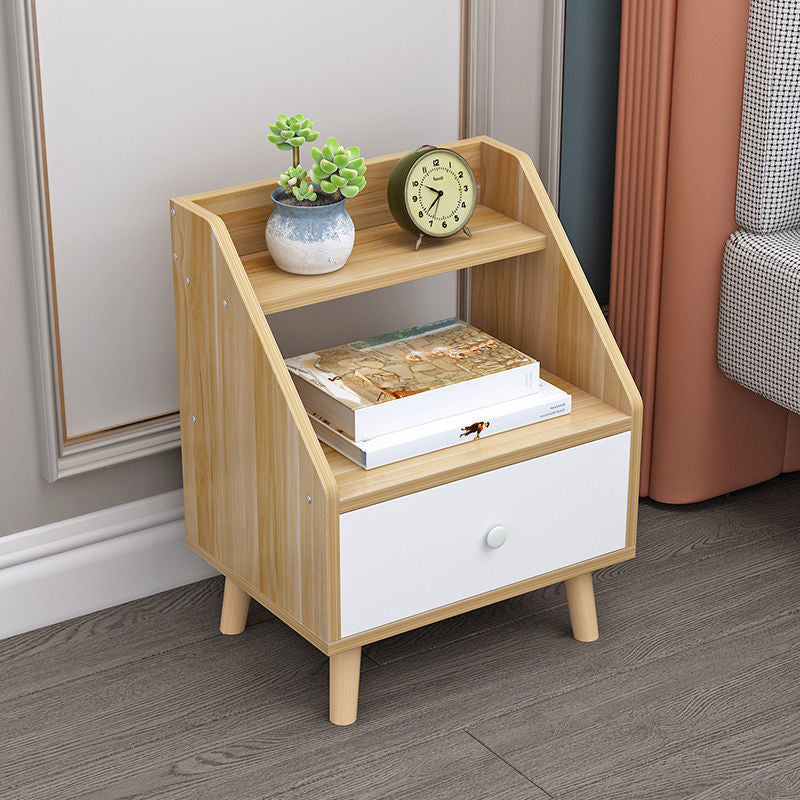 Modern Accent Table Nightstand Antique Finish Night Table with Legs