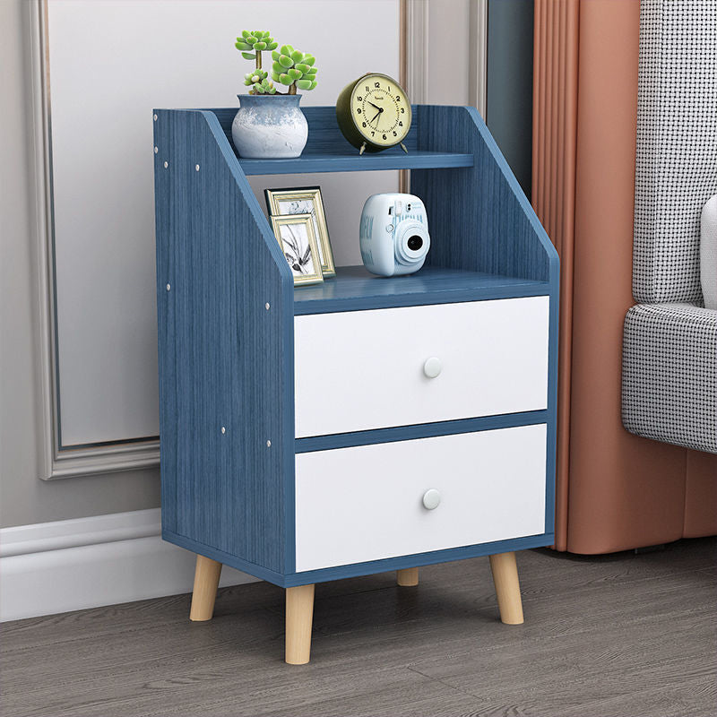 Modern Accent Table Nightstand Antique Finish Night Table with Legs