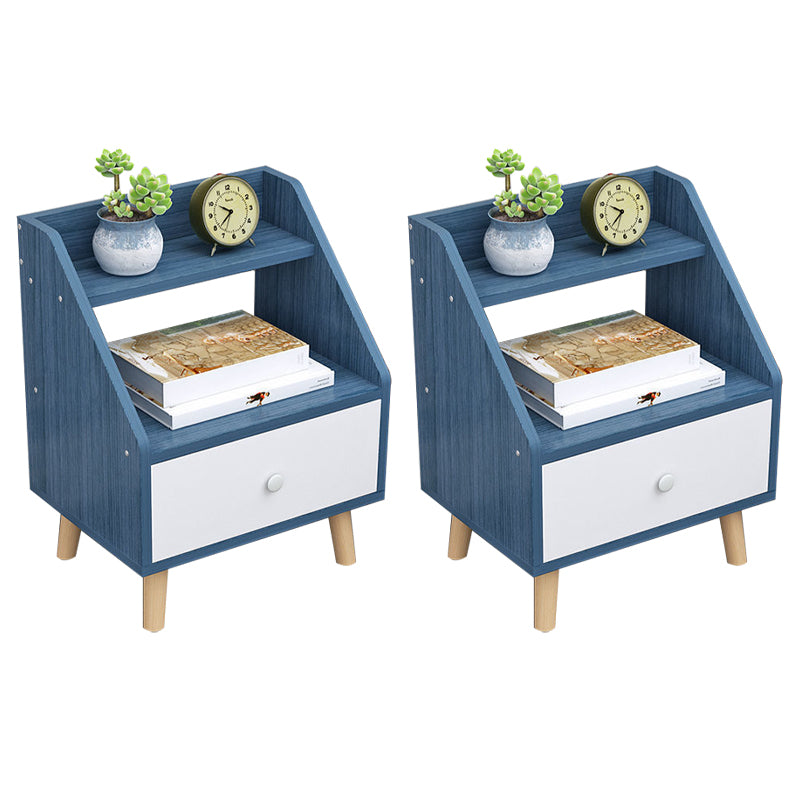 Modern Accent Table Nightstand Antique Finish Night Table with Legs