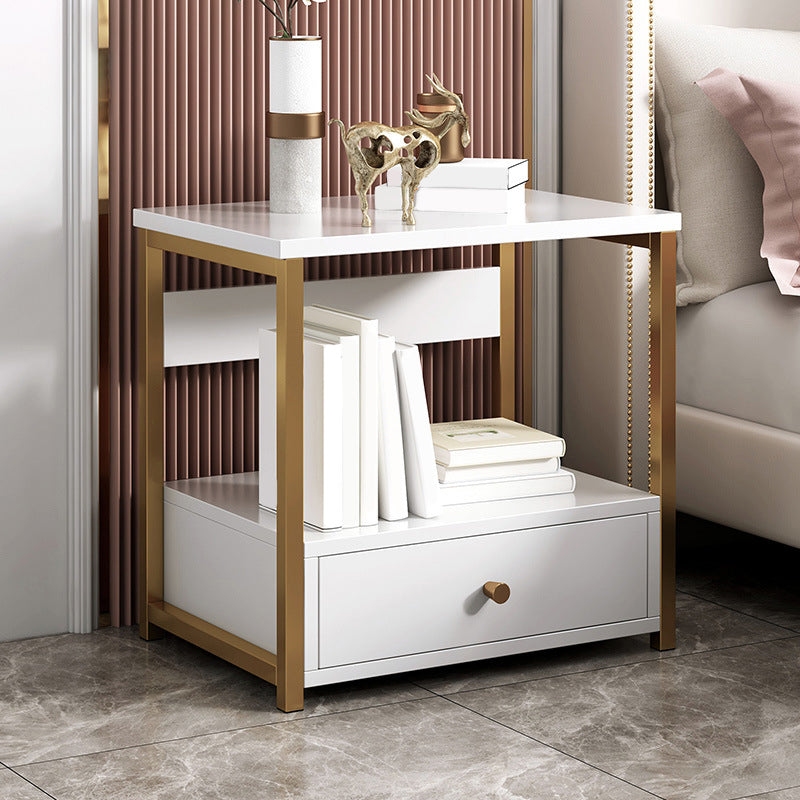 Drawer Storage Accent Table Nightstand Antique Finish Modern Bed Nightstand