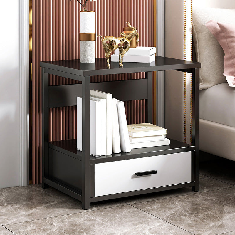 Drawer Storage Accent Table Nightstand Antique Finish Modern Bed Nightstand