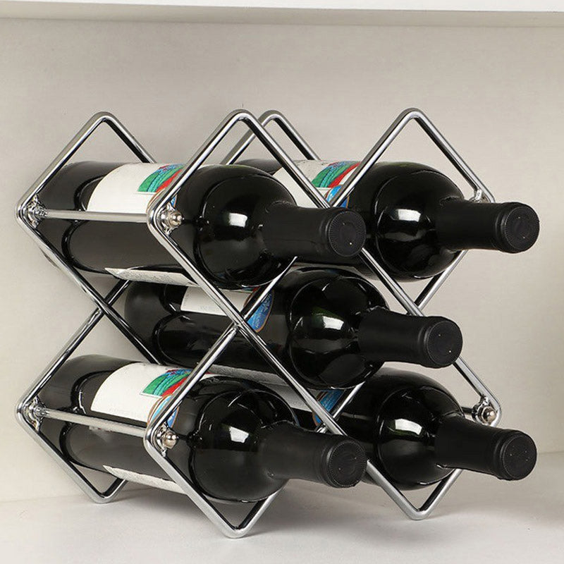 Metal Wine Bottle Rack Glam Style Wine Bottle Rack for Living Room