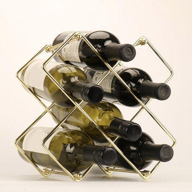 Metal Wine Bottle Rack Glam Style Wine Bottle Rack for Living Room