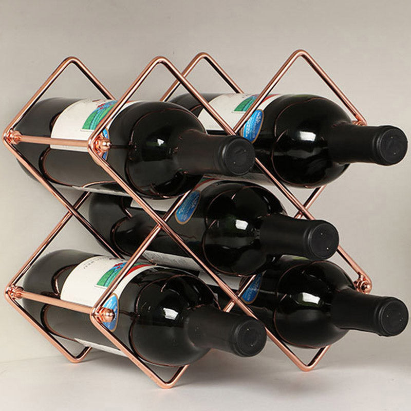 Metal Wine Bottle Rack Glam Style Wine Bottle Rack for Living Room