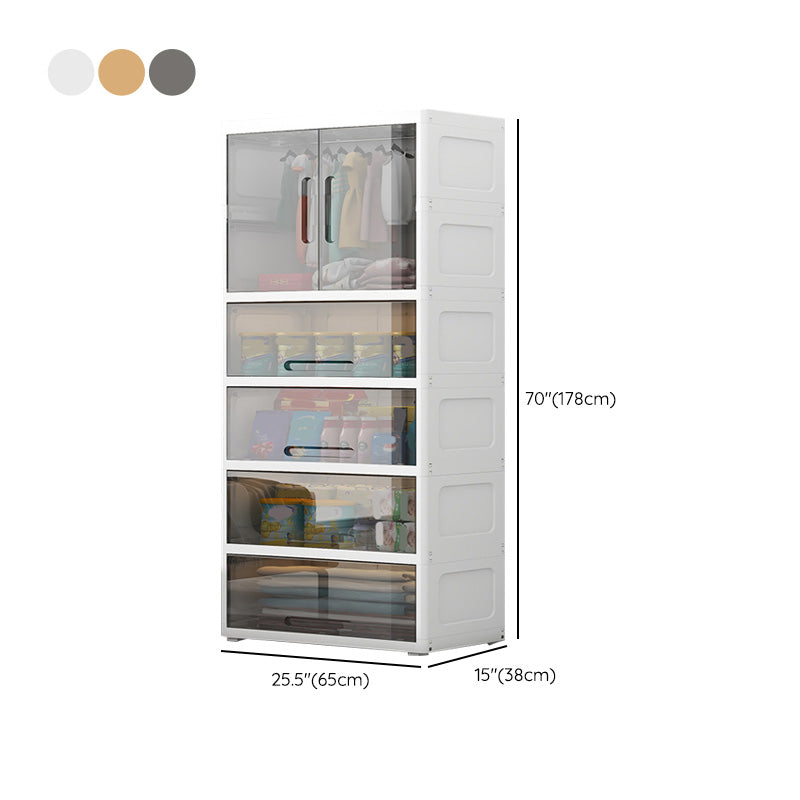 Modern Style Kids Closet Plastic Door Included Kid's Wardrobe for Home