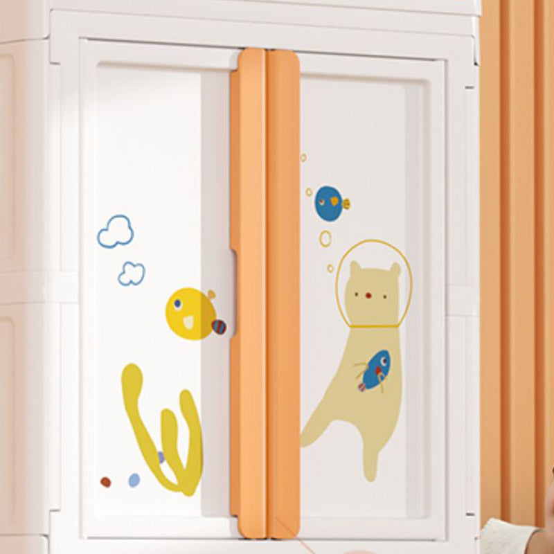 Modern Style Plastic Kids Closet Door Included Youth Armoire with Cloth Rod