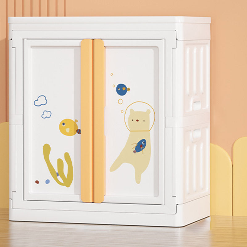 Modern Style Plastic Kids Closet Door Included Youth Armoire with Cloth Rod