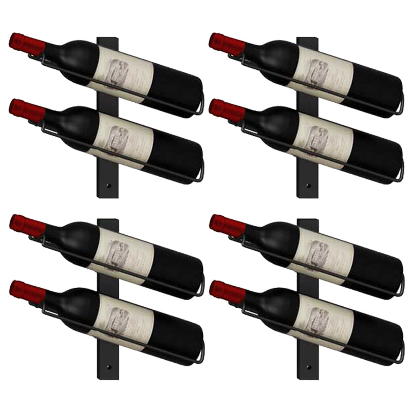 Wall Mounted Iron Bottle Rack Modern Style Wine Rack Bottle in Black