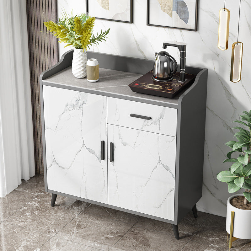 Glam Style Sideboard Stone Adjustable Shelving Side Board with Cabinets and Drawers