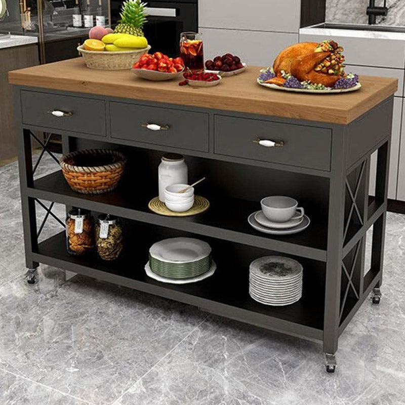 Modern Open Storage Prep Table Dining Room Kitchen Trolley with Drawer