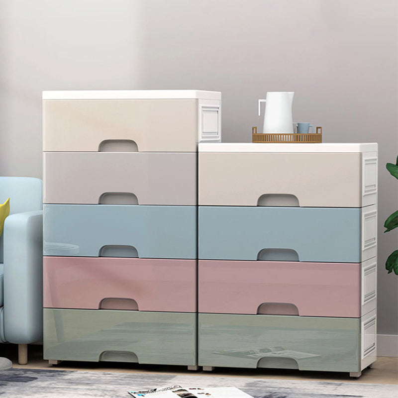 10.92 Inch W Modern Nursery Dresser Plastic Chest Kids Nightstand with 5 Drawers