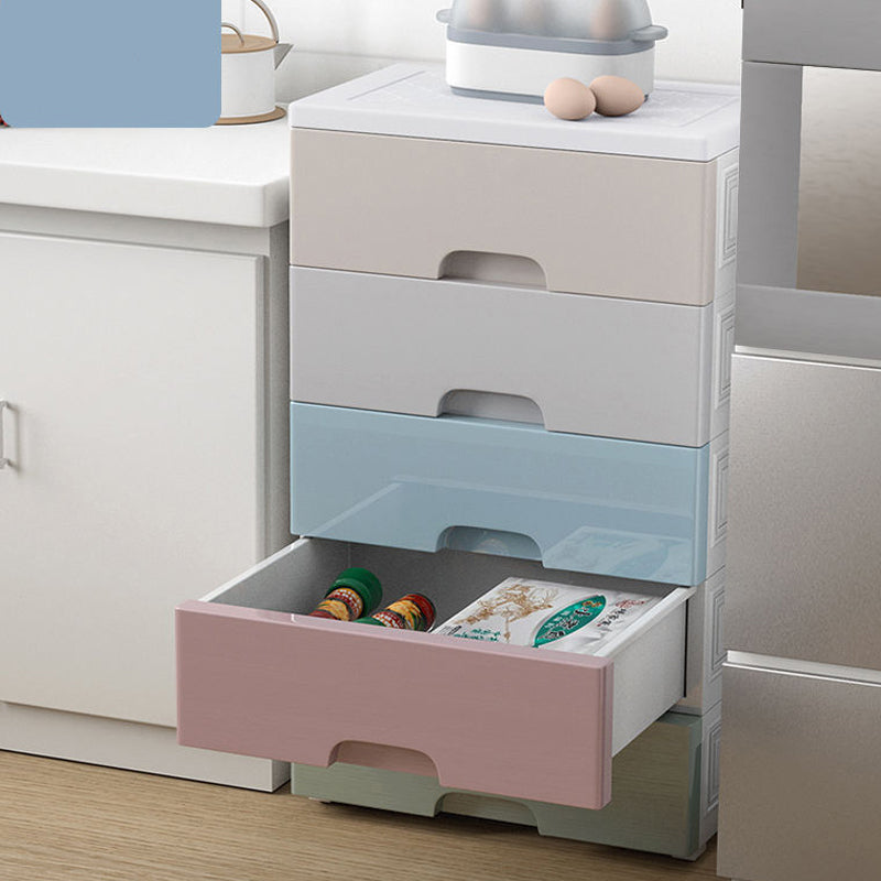 10.92 Inch W Modern Nursery Dresser Plastic Chest Kids Nightstand with 5 Drawers