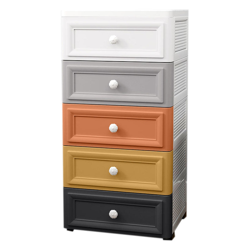 Scandinavian Kids Nightstand Plastic Nursery Dresser with 5/6 Drawers