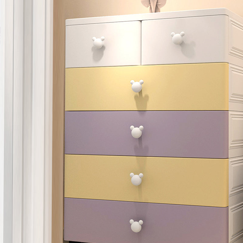 Modern Kids Nightstand Plastic Chest Nursery Dresser with 6 Drawers