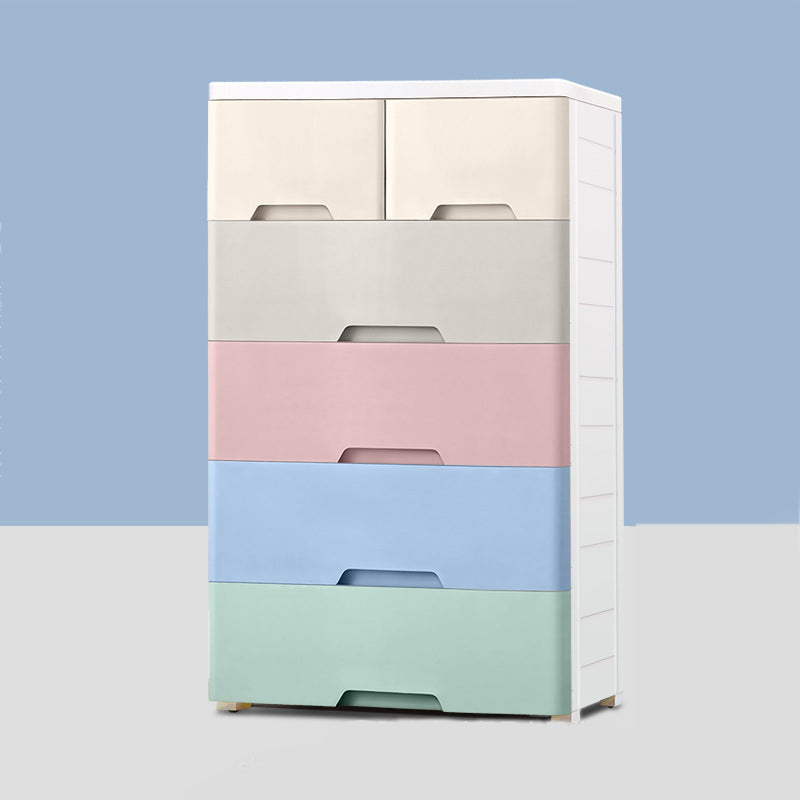 Modern Kids Nightstand Plastic Chest Nursery Dresser with 6 Drawers