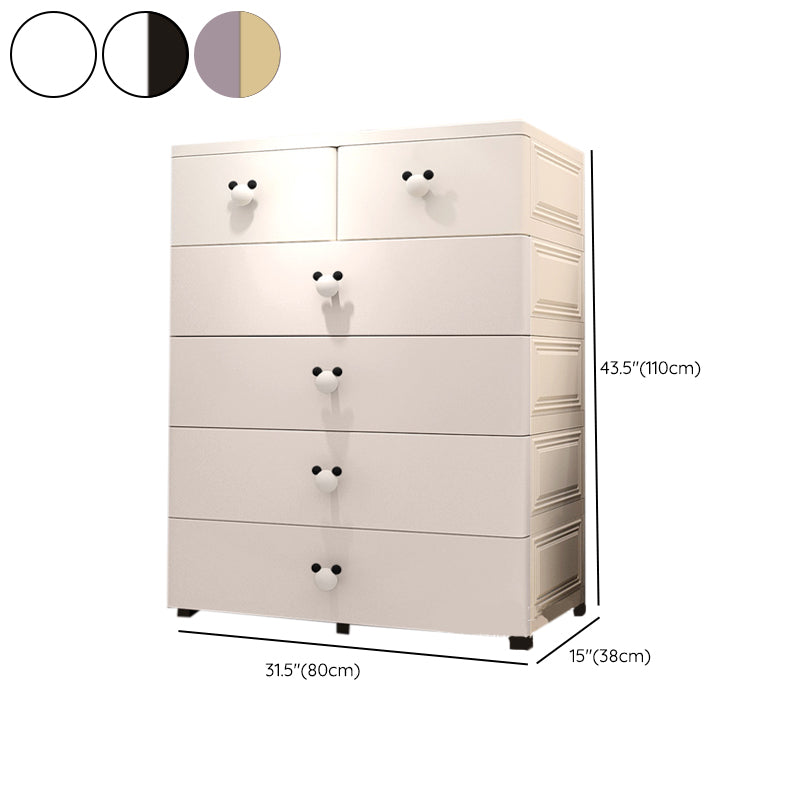 Modern Kids Nightstand Plastic Chest Nursery Dresser with 6 Drawers