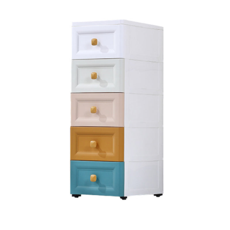 Plastic Nursery Dresser Modern Kids Nightstand with 5 Drawers , 15.6 Inch Width