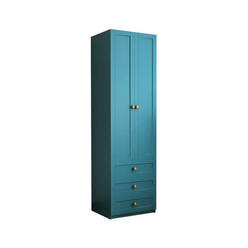 Modern Blue Bedroom Armoire Manufactured Wood Wardrobe Armoire