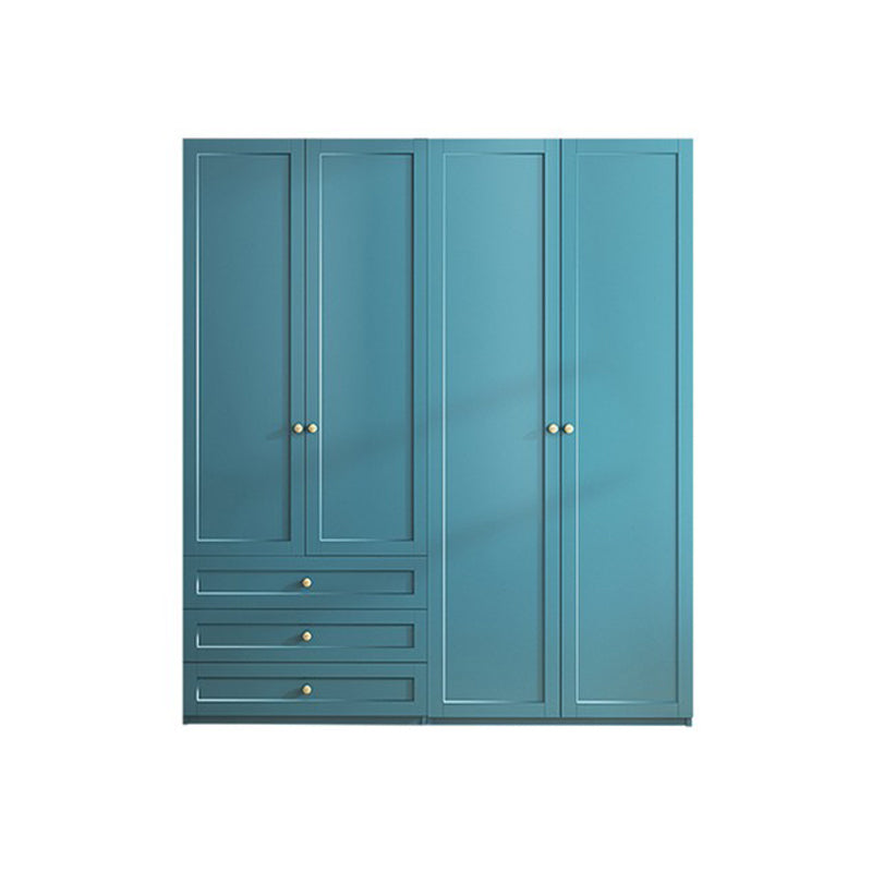 Modern Blue Bedroom Armoire Manufactured Wood Wardrobe Armoire