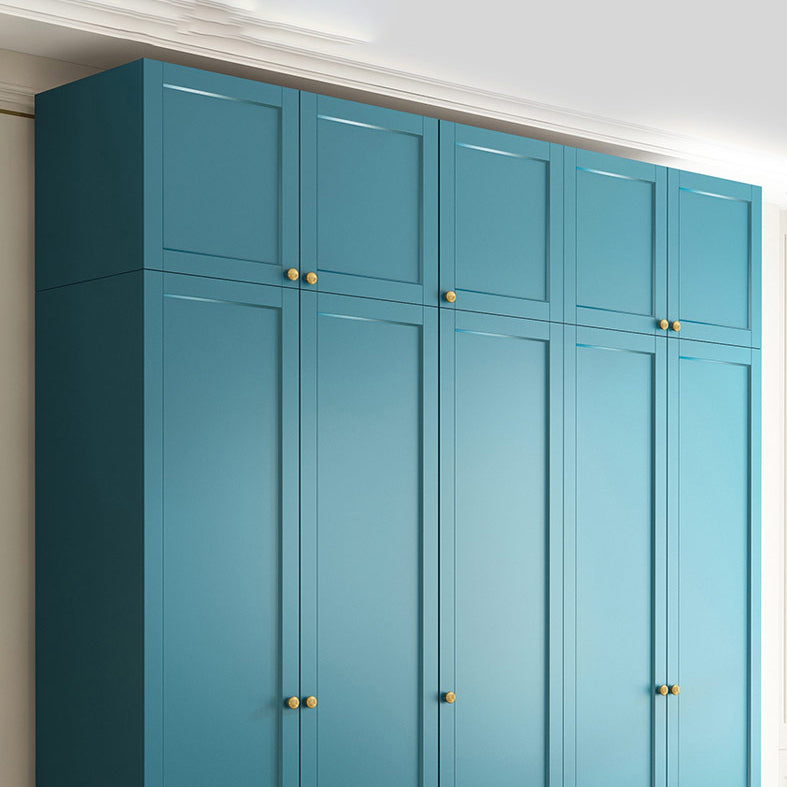 Modern Blue Bedroom Armoire Manufactured Wood Wardrobe Armoire