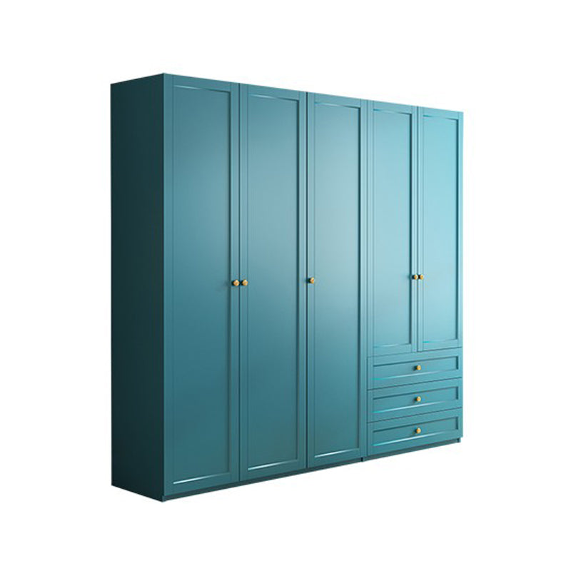 Modern Blue Bedroom Armoire Manufactured Wood Wardrobe Armoire