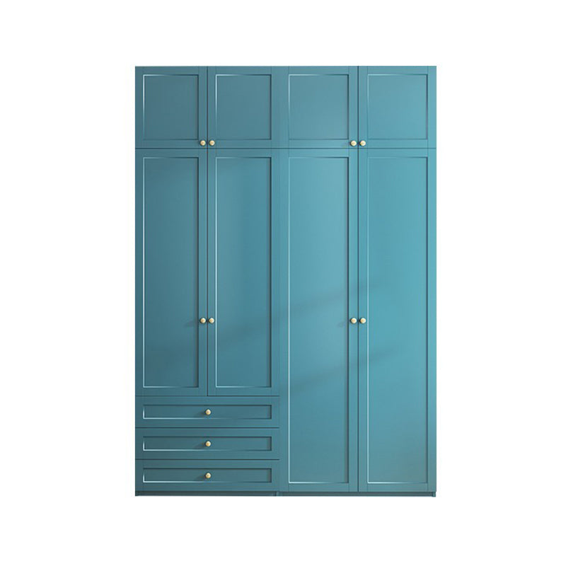 Modern Blue Bedroom Armoire Manufactured Wood Wardrobe Armoire