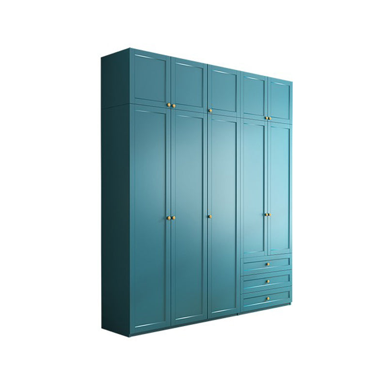 Modern Blue Bedroom Armoire Manufactured Wood Wardrobe Armoire