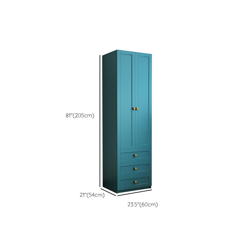 Modern Blue Bedroom Armoire Manufactured Wood Wardrobe Armoire