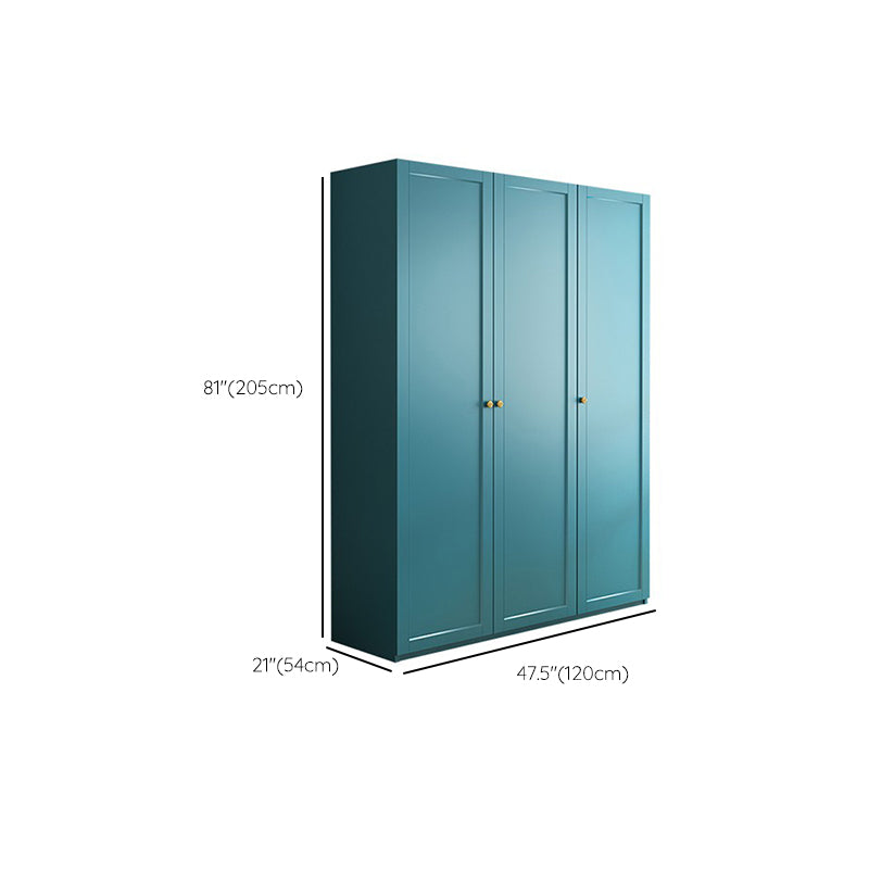 Modern Blue Bedroom Armoire Manufactured Wood Wardrobe Armoire