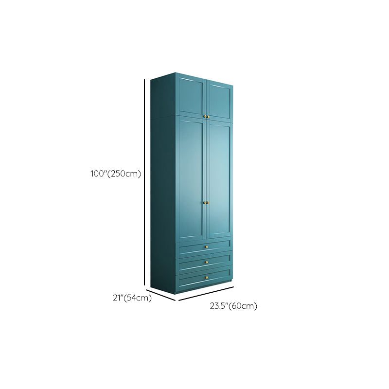 Modern Blue Bedroom Armoire Manufactured Wood Wardrobe Armoire