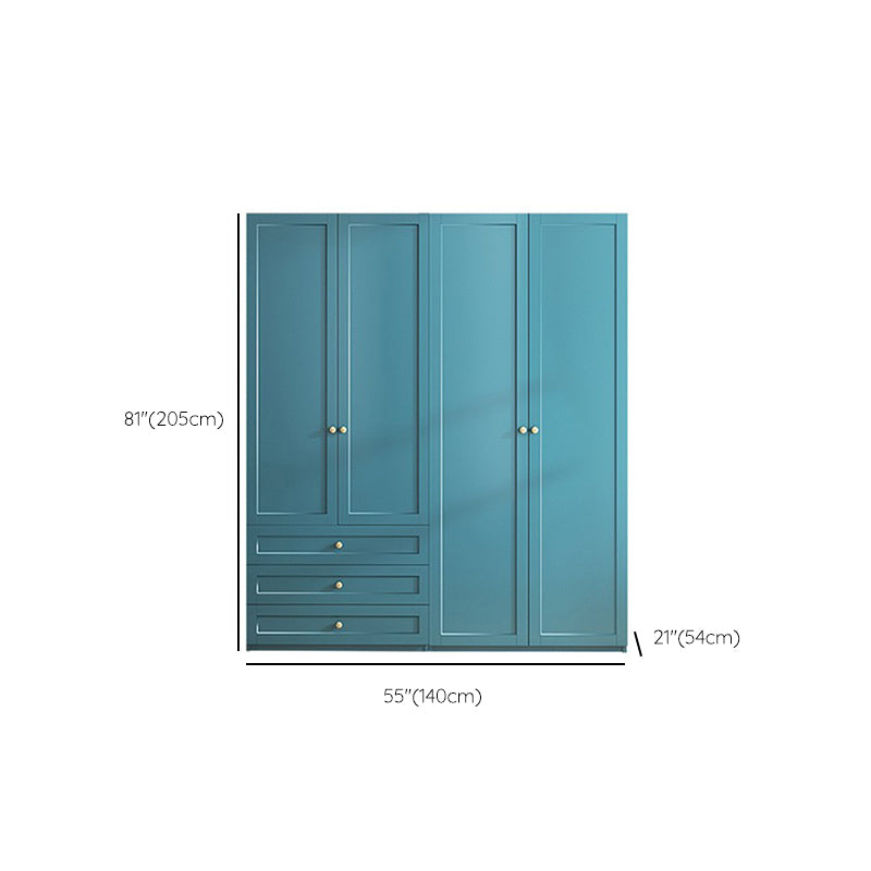 Modern Blue Bedroom Armoire Manufactured Wood Wardrobe Armoire