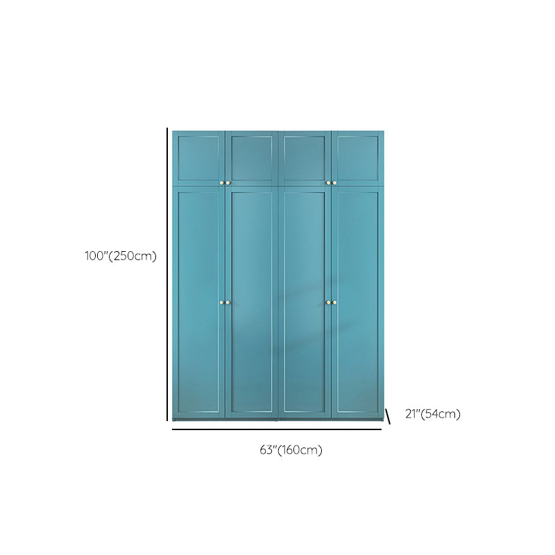 Modern Blue Bedroom Armoire Manufactured Wood Wardrobe Armoire