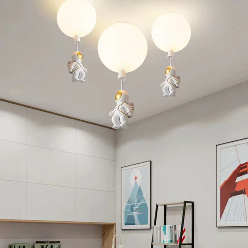 Modern Simple Ceiling Lamp Astronaut Flush Mount Light Fixture for Bedroom