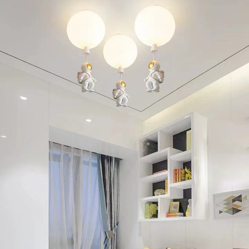 Modern Simple Ceiling Lamp Astronaut Flush Mount Light Fixture for Bedroom