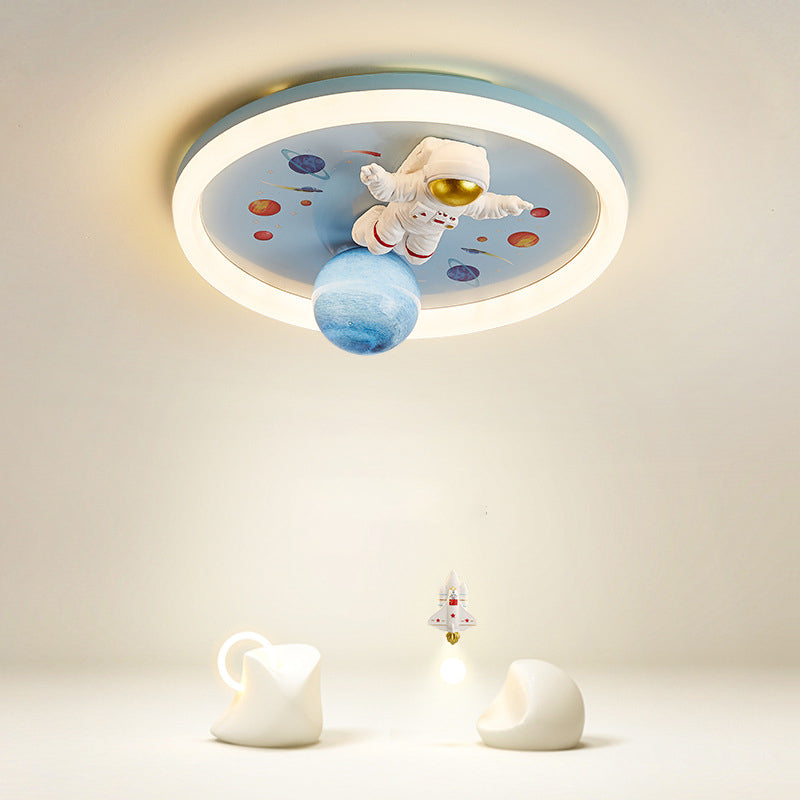 Single Modernism Blue Flush Mount Lighting Unique Ceiling Light for Bedroom